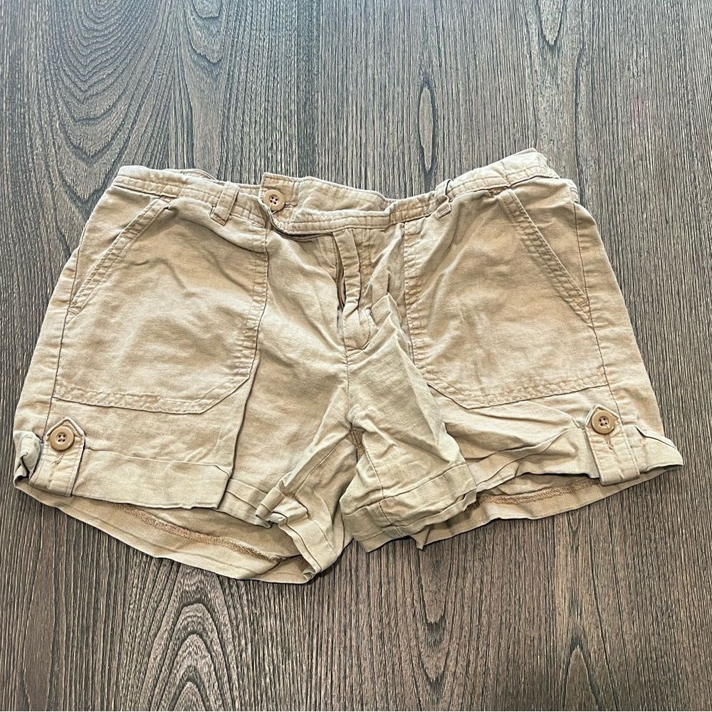 Banana Republic Factory Linen Cotton Blend Tan Khaki Shorts Size 6